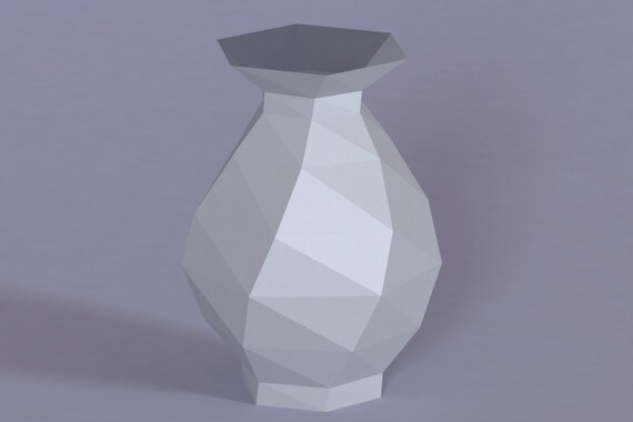 Printable Diy Template Pdf Vase Low Poly Paper Model 3d Paper Vase Origami