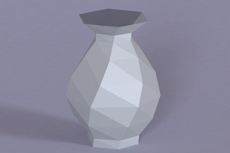 Printable DIY template PDF. Vase low poly paper model. 3D Etsy