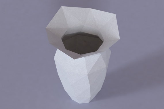 Printable Diy Template Pdf Vase Low Poly Paper Model Rv2 3d Paper Vase Origami