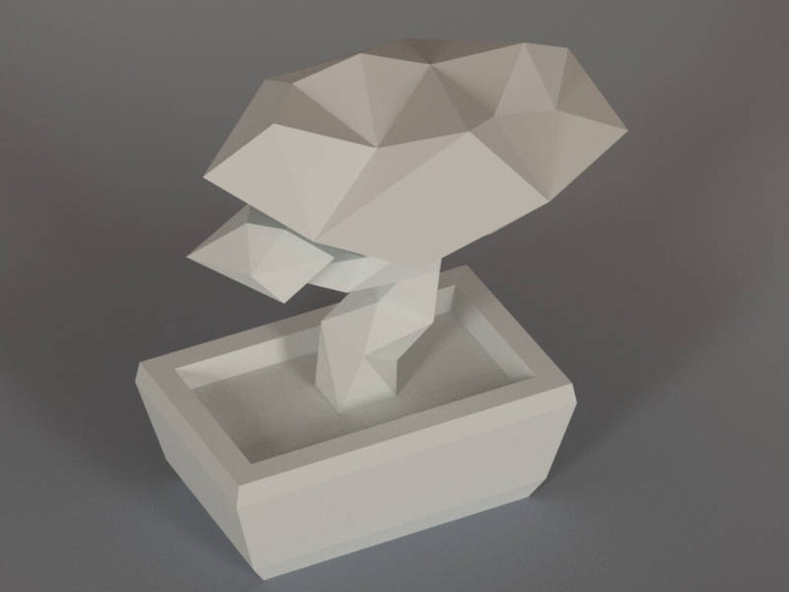 Printable DIY template PDF. Bonsai tree low poly paper | Etsy