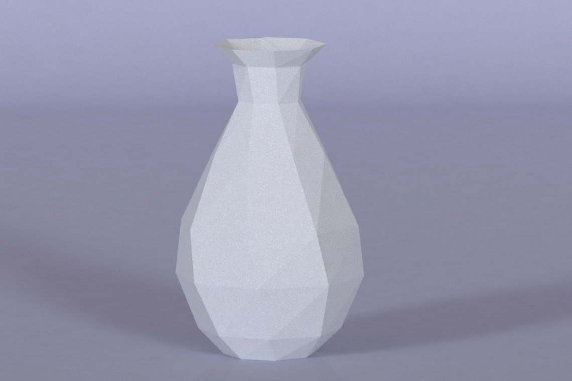 Printable DIY template PDF. Vase low poly paper model v1. 3D Etsy