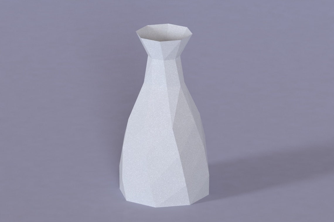 Printable DIY template PDF. Vase low poly paper model B2. 3D | Etsy