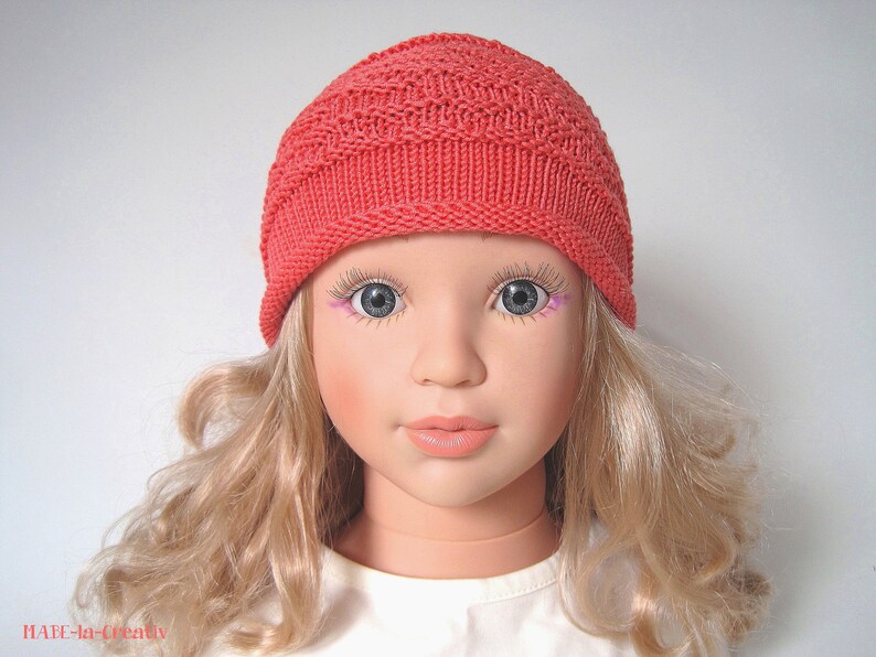 Lightweight knit hat LARA apricot children's hat doll hat baby hat image 3