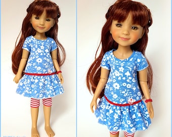 Doll clothes, 38 cm Ruby Red FF - light blue red, Unique