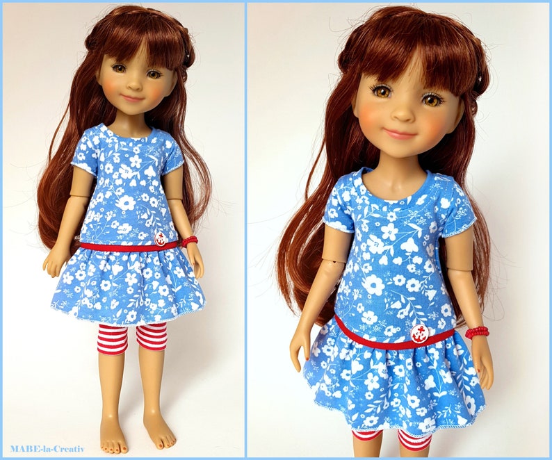 Doll clothes, 38 cm Ruby Red FF light blue red, Unique image 1