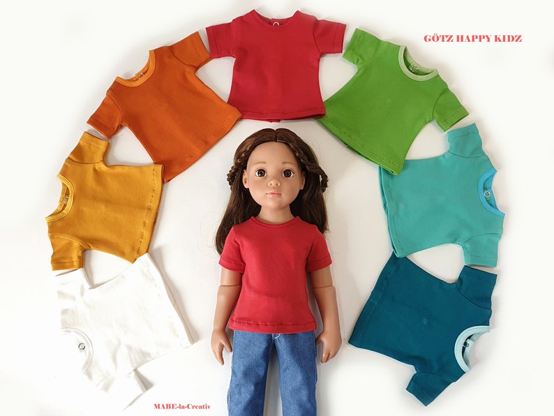 Doll clothes 50 cm Götz, T-SHIRT uni, color to choose image 1