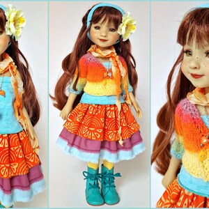Puppenkleidung 38 cm Ruby Red, BELLA - Orange Gelb Aqua Lila, UNIKAT