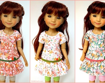 Doll clothes, 38 cm Ruby Red FF - Flower dress + striped leggings, to select