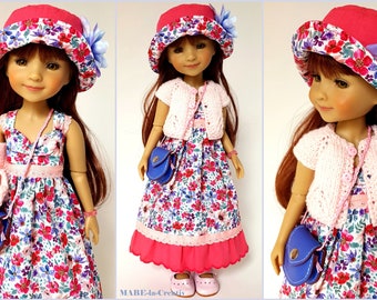 Doll clothes Ruby Red, Set BELLA, Pink Blue Red, UNIQUE