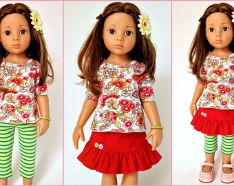 Doll clothes, 50 cm GÖTZ - white colorful pink apple green