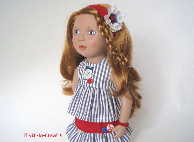 4 parts Set MASCHA maritime blue white red dolls outfit clothes image 2