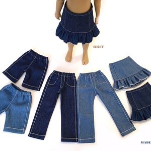 Poppenkleertjes, 38 cm Robijnrood FF - JEANS BASICS, om uit te kiezen