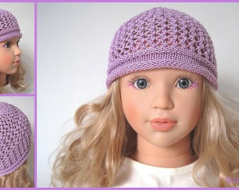 Lightweight Knit Hat LARA - Lilac - Children's Hat Doll Hat Baby Hat