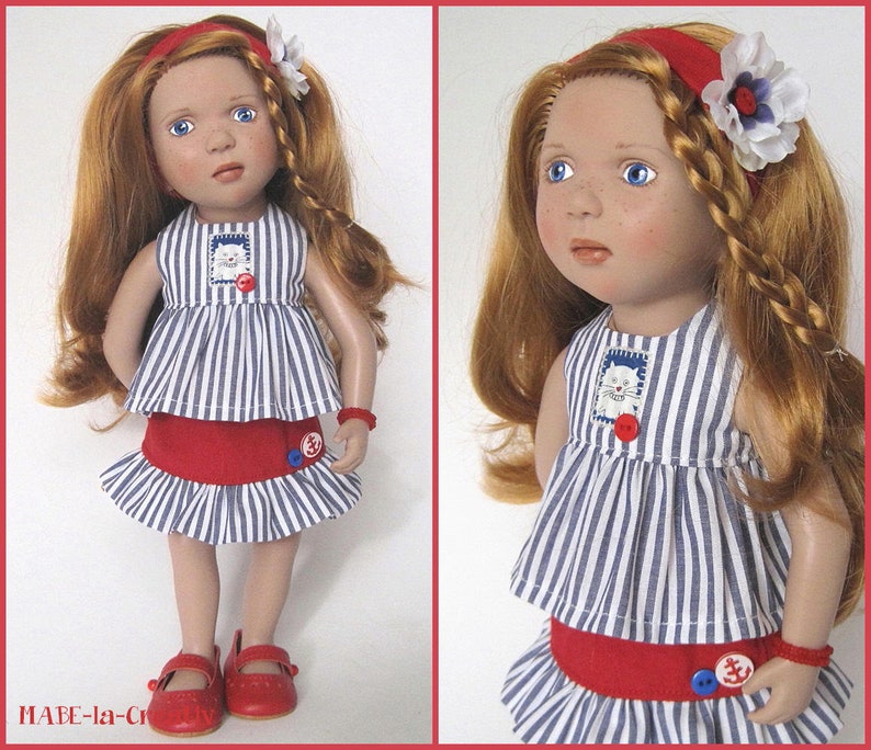 4 parts Set MASCHA maritime blue white red dolls outfit clothes image 1