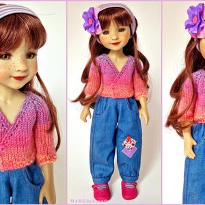 Puppenkleidung, 38 cm Ruby Red, BELLA - Rosa Lila Jeans - UNIKAT