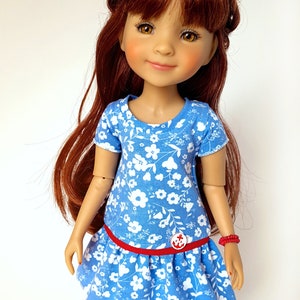 Doll clothes, 38 cm Ruby Red FF light blue red, Unique image 4