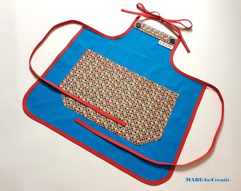 Children's apron with name - dots - turquoise red - children's apron school apron Werkenschürze Back to school