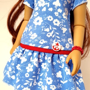 Doll clothes, 38 cm Ruby Red FF light blue red, Unique image 2