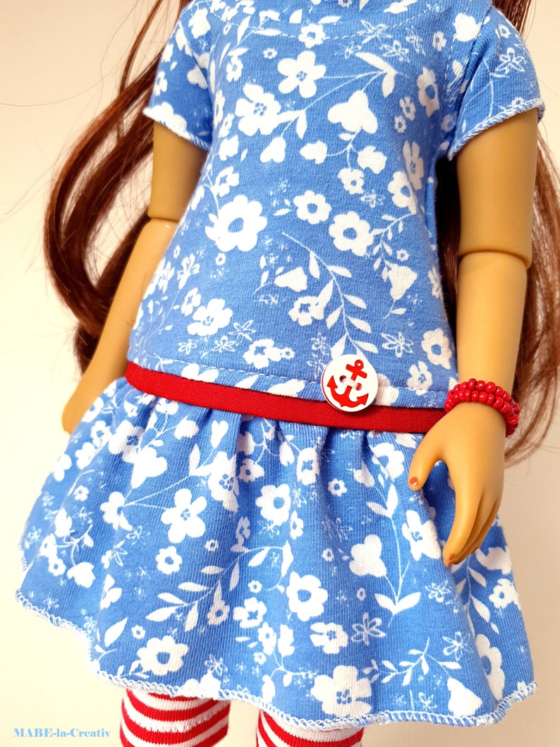 Doll clothes, 38 cm Ruby Red FF light blue red, Unique image 2