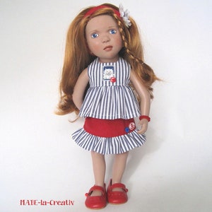 4 parts Set MASCHA maritime blue white red dolls outfit clothes image 3