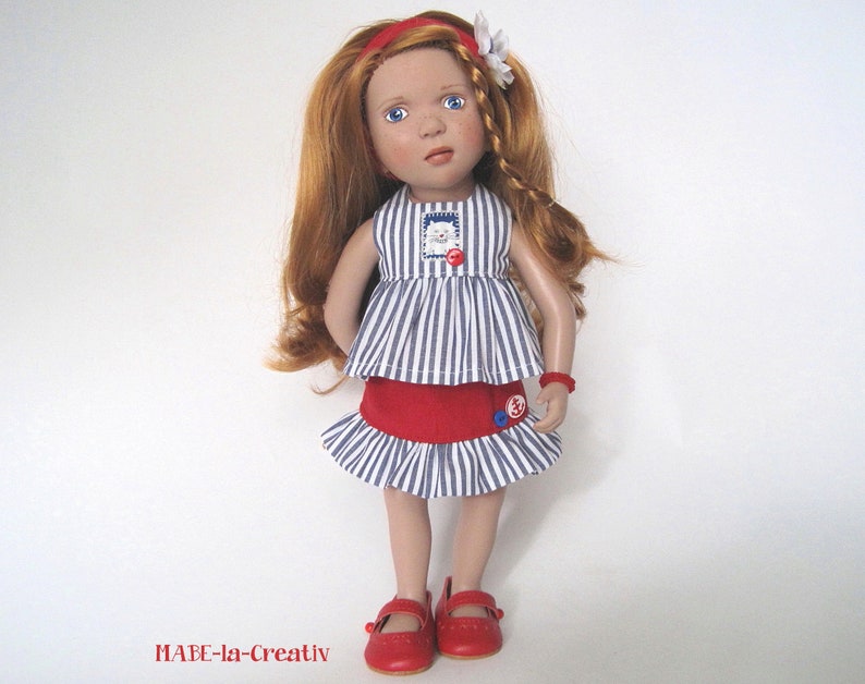 4 parts Set MASCHA maritime blue white red dolls outfit clothes image 3