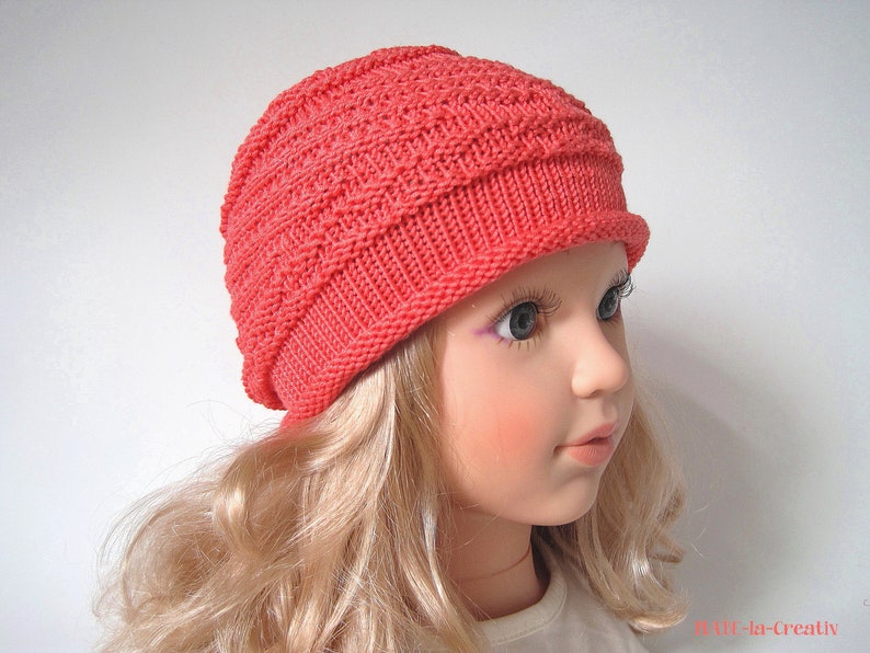Lightweight knit hat LARA apricot children's hat doll hat baby hat image 2