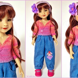 Puppenkleidung, 38 cm Ruby Red, BELLA - Lila Rosa Jeans - UNIKAT