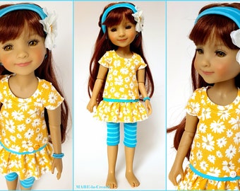 Doll clothes, 38 cm Ruby Red FF - Flower, Yellow Turquoise White