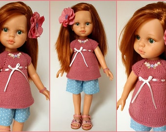 Doll clothes 32 cm, Paola Reina, CRISTI - dusky pink light blue