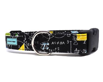 Mastermind - Dog Collar / Mathematics and Science Equation Design / Available in 4 widths for Small Puppies to Large Dogs / Gift for Dogs
