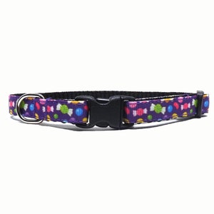 Halloween Cat Collar: &#39;Colourful Candy&#39; - Breakaway for Kittens and Cats with Removable Bell