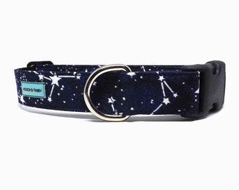 Connect The Stars - Dog Collar / Glow In The Dark Constellation Design / Available in 4 widths for Puppies to Large Dogs / Gift for Dogs