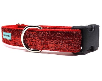 Sparkle Dog Collar Red | No Mess Sparkle/Glitter Dog Collar for Small to Extra Large Dogs