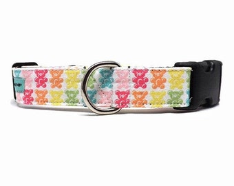 Colourful Gummy Bear Dog Collar | Rainbow Gummy Bears | Available in 4 widths