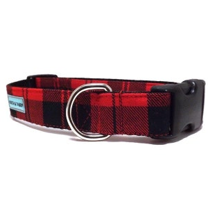 Red & Black Tartan Plaid Dog Collar | Available in 4 widths | Buffalo Plaid Tartan
