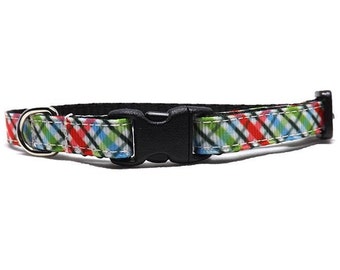 Cat Collar The Criss Cross | Colourful Plaid Breakaway Cat Collar with Bell