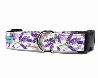 Lovely Lavender - Floral Dog Collar | Purple Lavender Sprigs Floral Collar | Available in 4 widths