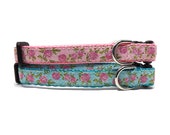 Littlest Rose - Dog Collar Pink or Turquoise 1 2 quot Collar for Mini, Teacup and Toy Breeds