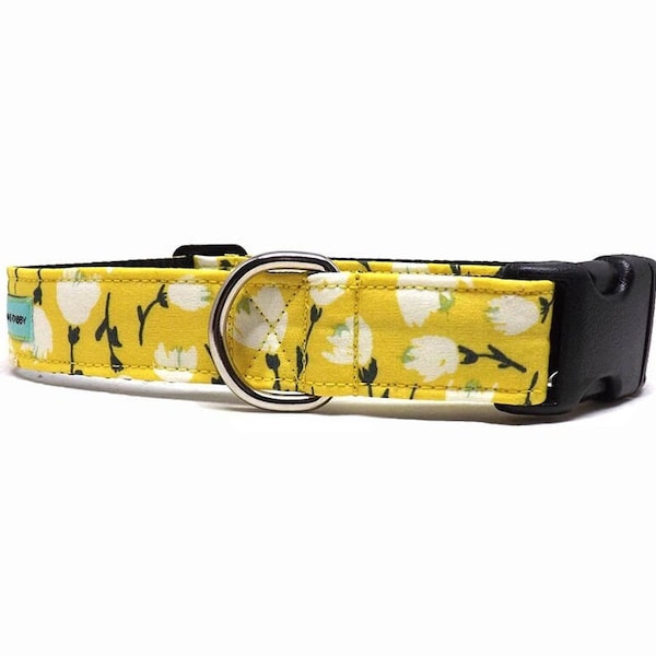 Sun Kissed Dog Collar | Bright Yellow Floral Collar | Available in 3 widths