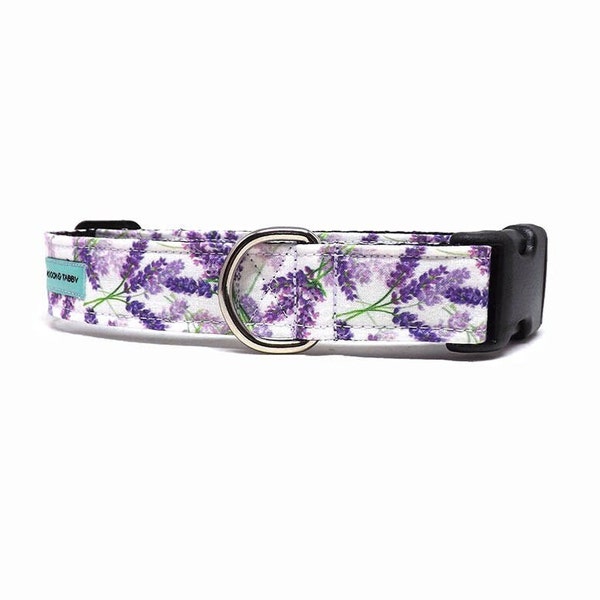 Lovely Lavender Floral Dog Collar | Purple Lavender Sprigs Floral Collar | Available in 4 widths