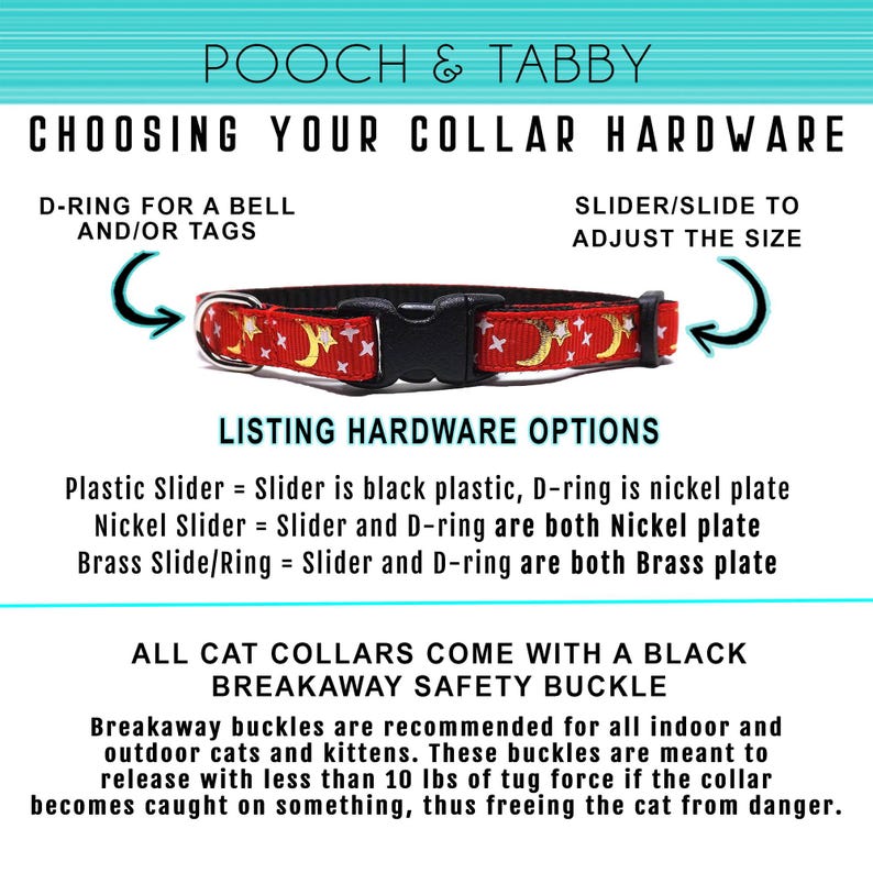 Crescent Moon Cat Collar - 'The Twilight', Black & White Adjustable Breakaway Kittens + Cats with Bell image 5