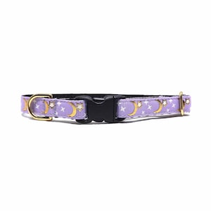 Metallic Moon Cat Collar, 'The Moonscape - Lavender', Breakaway for Kittens & Cats with Bell
