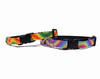 Cat Collar The Groovy | Colourful Wavy Design in Two Colour Ways | Breakaway Cat Collar with Bell