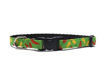 Pepper Cat Collar - 'The Hot Tamale', Red & Yellow Pepper Breakaway For Kittens + Cats with Bell