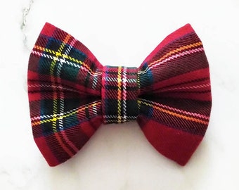 Royal Stewart Holiday Tartan Bow Tie - Dog or Cat Collar Attachment | 5 Sizes Available