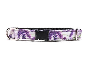 Cat Collar - The Lavender Lady / Lavender Sprigs Floral Design / Breakaway Kitten & Cat Collar in 1/2" Width Only