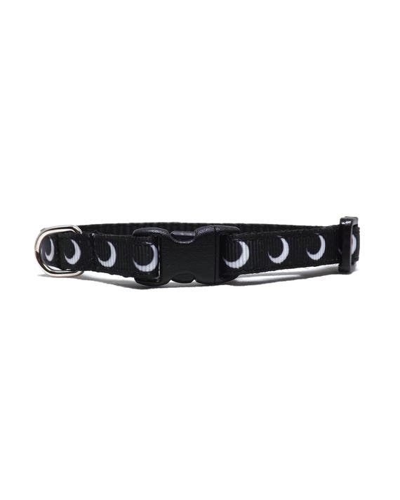 Crescent Moon Cat Collar - 'The Twilight', Black & White Adjustable Breakaway Kittens + Cats with Bell
