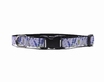 Lavender Floral Cat Collar, 'Lavender Belle', Breakaway for Kittens or Cats with Bell