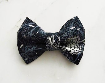 Silver Pine Bow Tie - Dog or Cat Collar Attachment | 6 Sizes Available