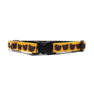 Bear Print Cat Collar, 'The Teddy Bear', Breakaway Collar with Bell for Kittens & Cats